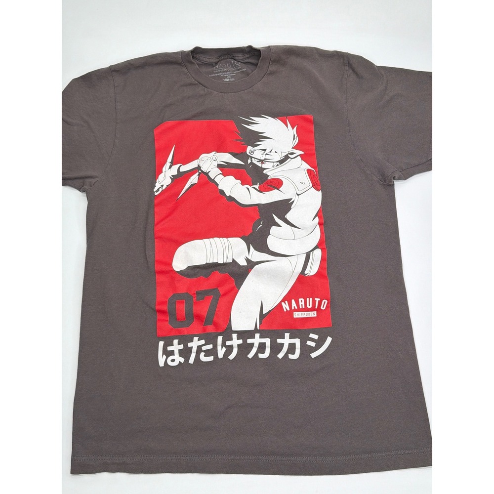 Naruto Shippuden Kakashi Hatake Graphic T-Shirt Charcoal Grey Men Large‎ 2007